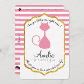 キティキャットパーティー誕生日招待状 招待状 (正面/裏面)