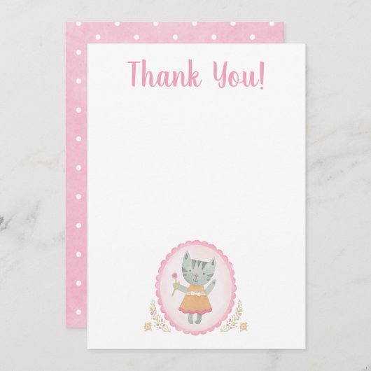 キティキャットピンクかわいいサンキューカード サンキューカード (正面/裏面)