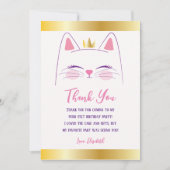 キティキャットピンクと金ゴールド誕生会 サンキューカード (正面)