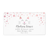 キティキャットピンク金ゴールドグリッター差出人住所 ラベル (正面)