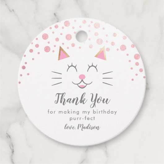 キティキャットピンク金ゴールド誕生会 フェイバータグ (正面)