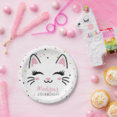 キティキャットピンク金ゴールド誕生会 ペーパープレート (パーティー)