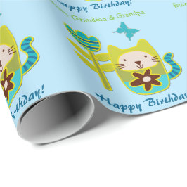 キティキャットフラワー誕生日孫 ラッピングペーパー