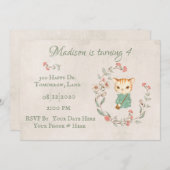 キティキャットフローラガーリーキットン誕生日パーティー 招待状 (正面/裏面)