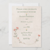 キティキャットフローラガーリーキットン誕生日パーティー 招待状 (裏面)