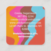 キティキャットヤーンレインボークロチェット編み物ホームスプン スクエア名刺 (裏面)