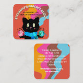 キティキャットヤーンレインボークロチェット編み物ホームスプン スクエア名刺 (正面/裏面)