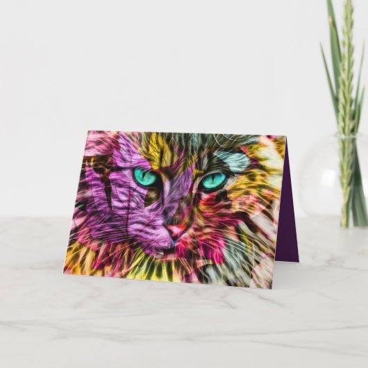 キティキャット紅葉カラフルアートデザイン サンキューカード (正面)