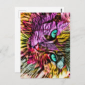 キティキャット紅葉カラフルアートデザイン ポストカード (正面/裏面)