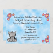 キティキャット誕生日招待状 招待状 (正面/裏面)