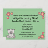 キティキャット誕生日招待状for girls 招待状 (正面/裏面)