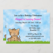 キティキャット誕生日招待状for girls 招待状 (正面/裏面)