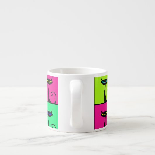 キティクールカラフルキャットポップ・アートのアートスクウェア エスプレッソカップ (裏面)