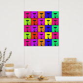 キティクールカラフルキャットポップ・アートのアートスクウェア ポスター (キッチン)
