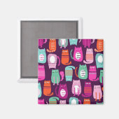 キティクールキャッカラフルトプリント2インチスクエアマグン マグネット (正面/裏面)