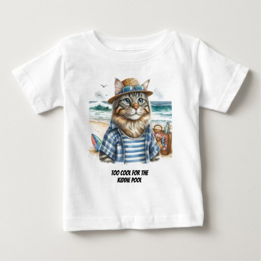 キティクールキャットアットザビーチ ベビーTシャツ (正面)