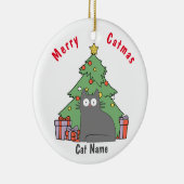 キティパーソナライズされたネコのクリスマスグレー猫 セラミックオーナメント (右)