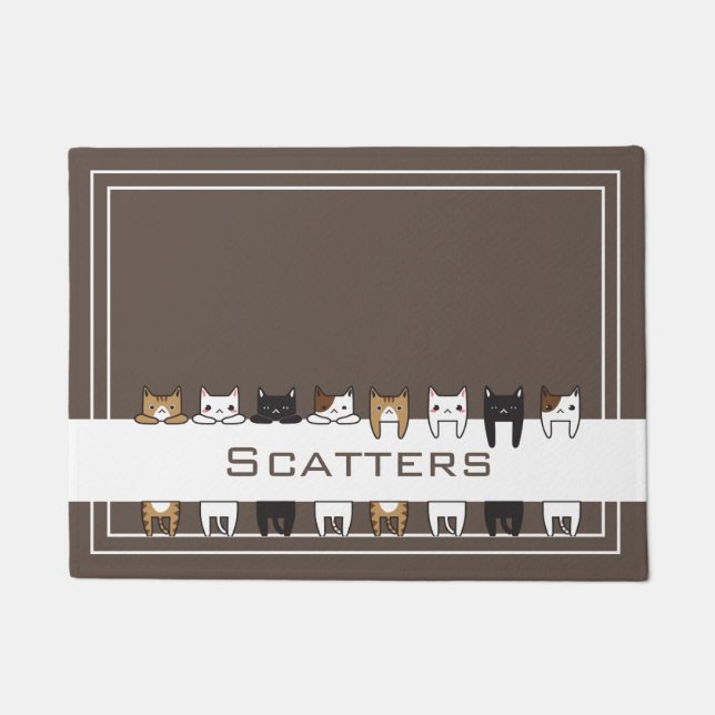キティパーソナライズされたネコ食品水マット ドアマット (正面)