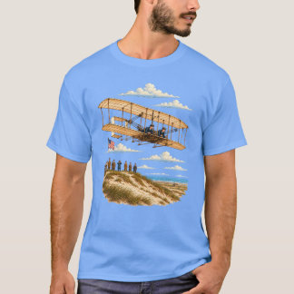 キティホーク上空のライト兄弟の飛行機 Tシャツ