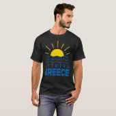 キティラ ギリシャ 太陽と海 メンズ ブラック Tシャツ (正面フル)