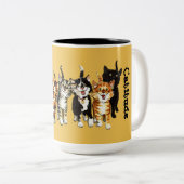 キティ猫のキティオットイエローコーヒーマグ ツートーンマグカップ (正面右)