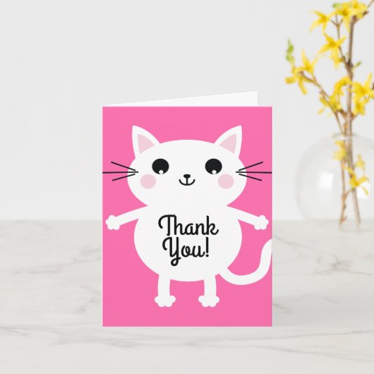 キティ猫の誕生日パーティーキッズ カード (黄色い花)