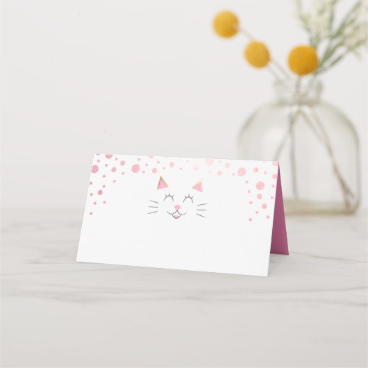 キティ猫の誕生日パーティーフードテント プレイスカード (正面)