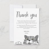 キティ猫の赤ちゃん男女兼用シャワー感謝していユー サンキューカード (正面)