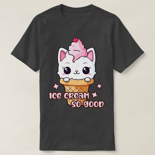 キティ猫アイスいいね Tシャツ (デザイン正面)