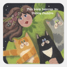 キティ猫エンジェルステッカー スクエアシール