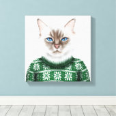 キティ猫セーター キャンバスプリント (インサイチュ (ウッドフロア))