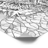 キティ猫チェアに座る抽象芸術アートカラーリング ポスター (角)