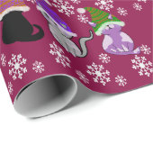 キティ猫ハット紫色の包装紙 ラッピングペーパー (ロールコーナー)