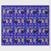 キティ猫ハット青ラッピング紙 ラッピングペーパー (フラット)