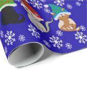 キティ猫ハット青ラッピング紙 ラッピングペーパー (ロールコーナー)