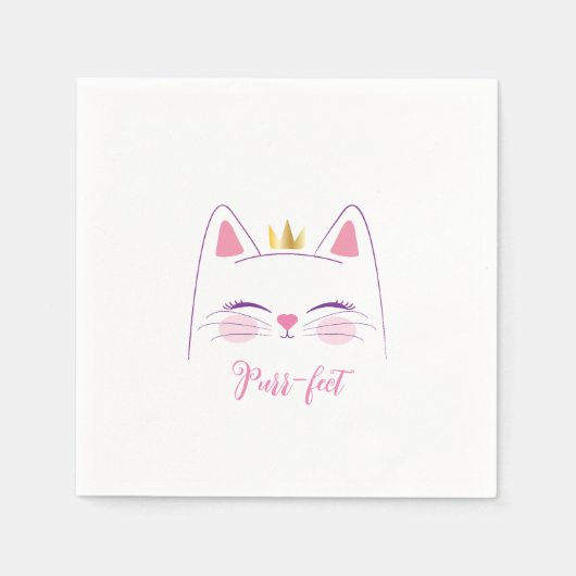 キティ猫バースデーパーティーフェイスラウンドスクラシックテック スタンダードカクテルナプキン (正面)