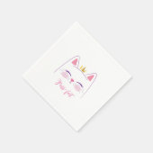 キティ猫バースデーパーティーフェイスラウンドスクラシックテック スタンダードカクテルナプキン (角)