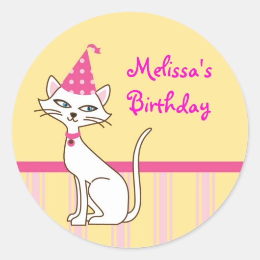 キティ猫フェイスシール ラウンドシール (正面)