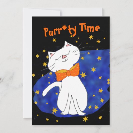 キティ猫ブルースタリーナイト金ゴールド星 招待状 (正面)