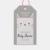 キティ猫ベビーシャワーサンキューメッセージカード ギフトタグ (正面)