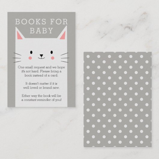 キティ猫ベビーシャワーブックベビーリクエストカード エンクロージャーカード (正面/裏面)