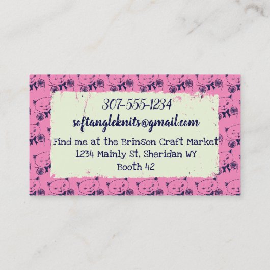 キティ猫ヤーン編み物クロチェットホームズパン 名刺 (裏面)