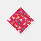 キティ猫ヨガが赤い黄色カラフルのウィムシーをポーズ スタンダードカクテルナプキン (角)