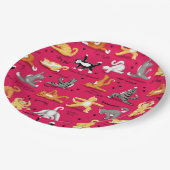 キティ猫ヨガが赤い黄色カラフルのウィムシーをポーズ ペーパープレート (アングル)