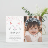 キティ猫誕生日ありがとうカスタムフォト サンキューカード (スタンド正面)