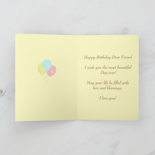 キティ猫誕生日が友人を願う カード (内部)