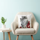 キティ猫、白い赤いバラの子猫 クッション (椅子)