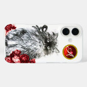 キティ猫、赤バラの付いた子猫ジェムモノグラム、白 Case-Mate iPhoneケース (裏面 (横))