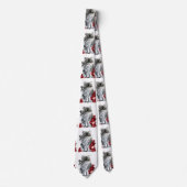 キティ猫、赤バラ付き子猫白黒 ネクタイ (正面)