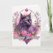 キティ芸術的威厳のあるキャットイラストレーション カード (正面)